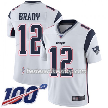 Herren New England Patriots Trikot Tom Brady 12 Nike Weiß 100th